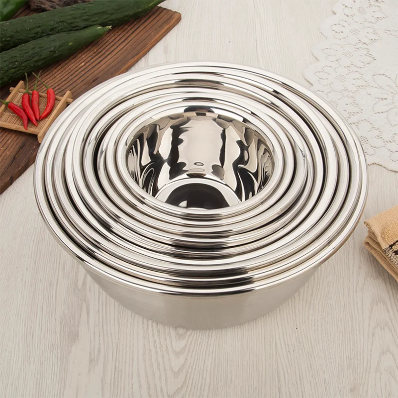

Thickened Stainless Steel Basin, Round Large Washbasin And Flour Mixing Basin, Spoon Basin, Soup Basin, Kitchen Condiment Basin