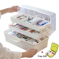 medicine box plastic portable first aid kit storage box large capacity family emergency sundries organizer cabinet with handle