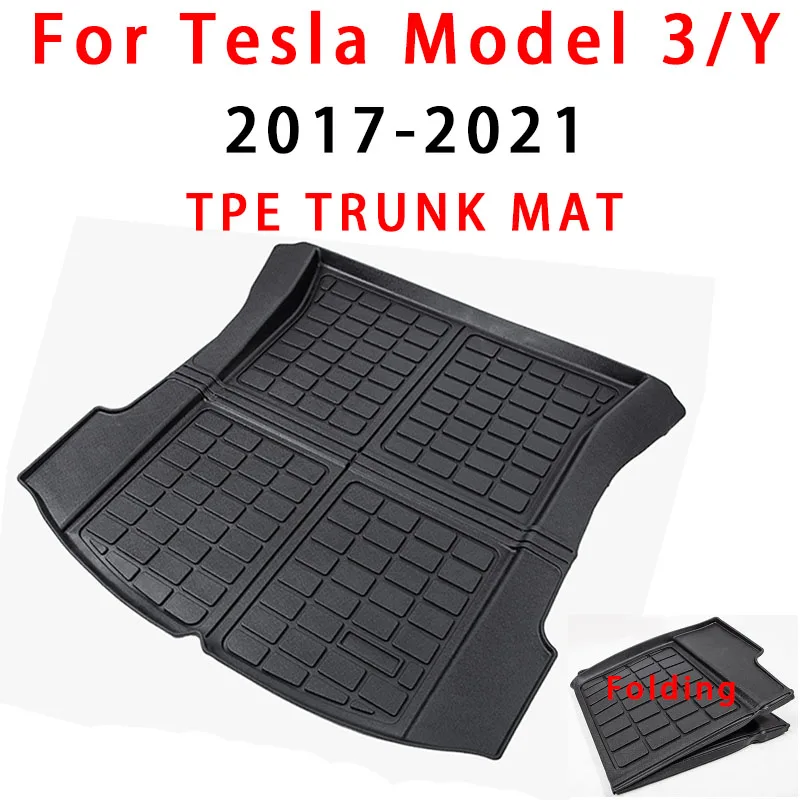 

New TPE Car Rear Trunk Mat For Tesla Model 3/Y Waterproof Protective Pads Cargo Liner Trunk Tray Floor Mat Accessories 2017-2021