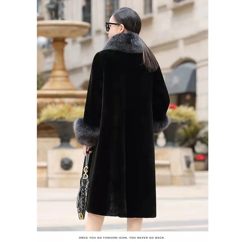 2022 Faux Fur Coat Female Spring And Winter Imitation Mink Fur Coat Fox Fur Large Fur Collar Loose Winter Warm Parkas Jackets