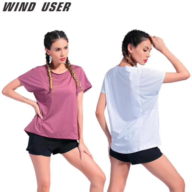 

Women's Quick Drying Fitness Short Sleeve T-shirt Running Top Loose And Breathable Yoga Suit Summer