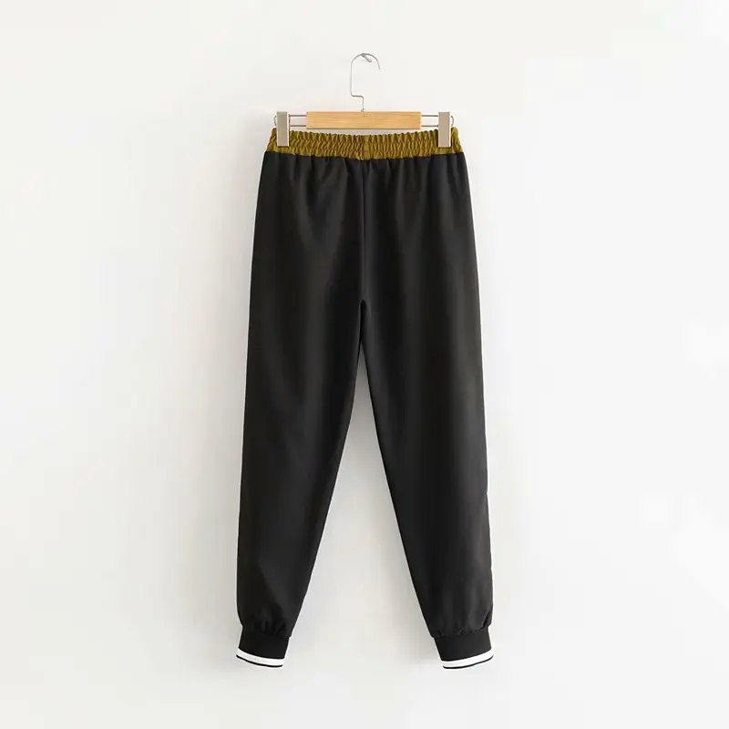 Женский комплект коричневый черный контрастный цвет бейсбольный Бомбер пуловер