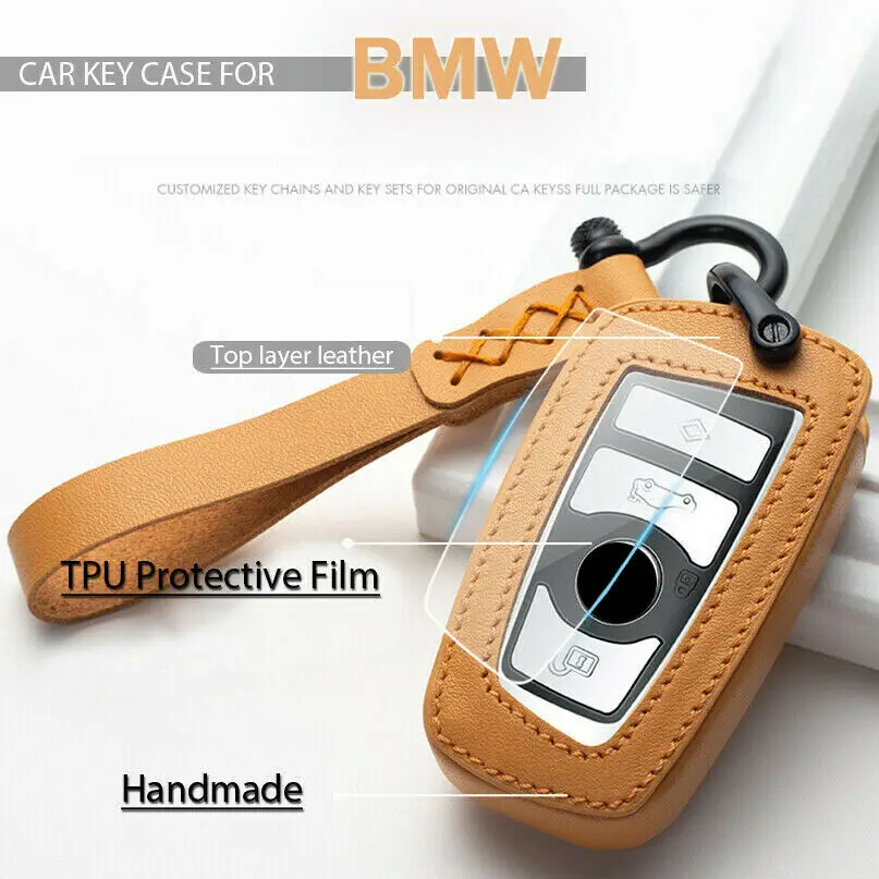 Модный чехол для автомобильного ключа Romote из коровьей кожи с брелоком BMW 1 2 3 5 7