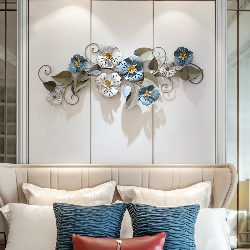 

Креативный фон для дивана из кованого железа, украшение на стену в стиле ретро, для спальни, трехмерные цветы и металл, подвесные домашние ак...