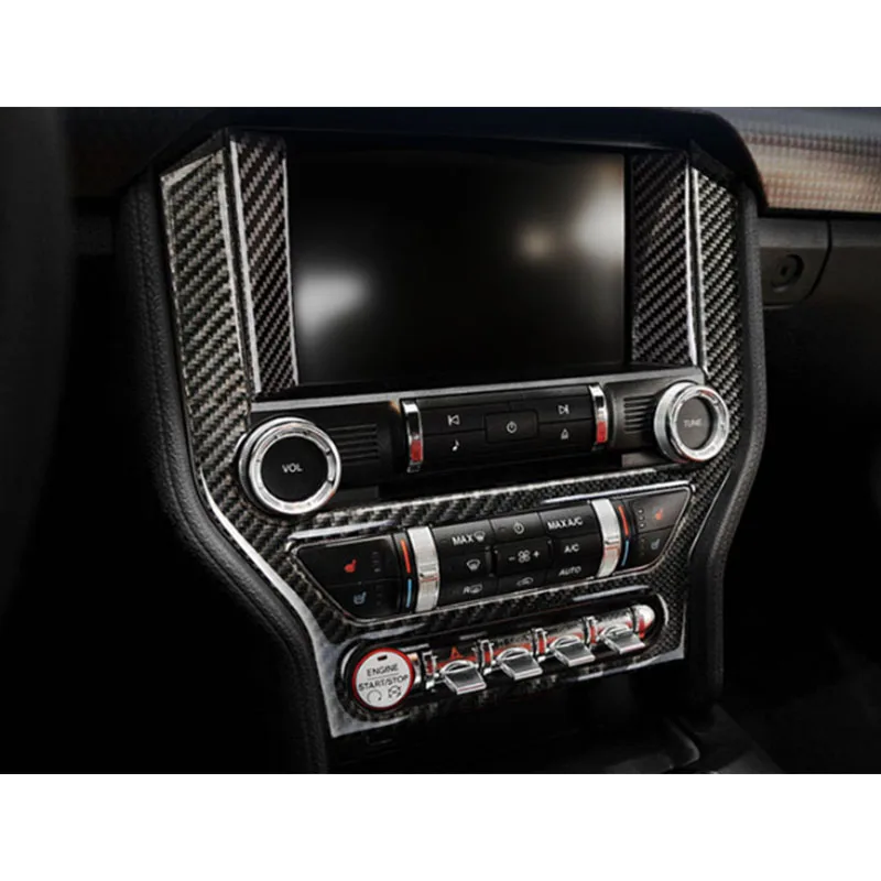 

Car Carbon Fibre Sticker Kit For Ford Mustang 2015-2017 Central Control Air Conditioning CD Panel Cover Trim Accessories