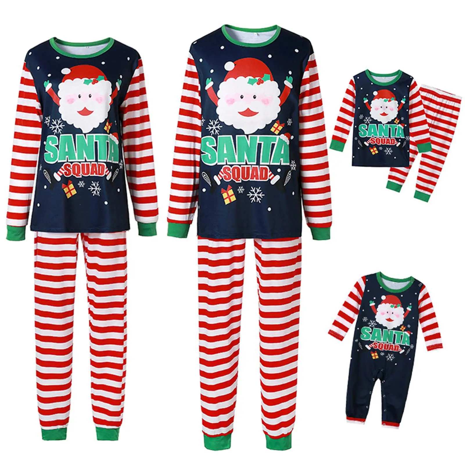 

Xmas Family Matching Pajamas Santa Long Sleeve Blouse Stripe Pants Sleepwear Set Family Matching Clothes Christmas