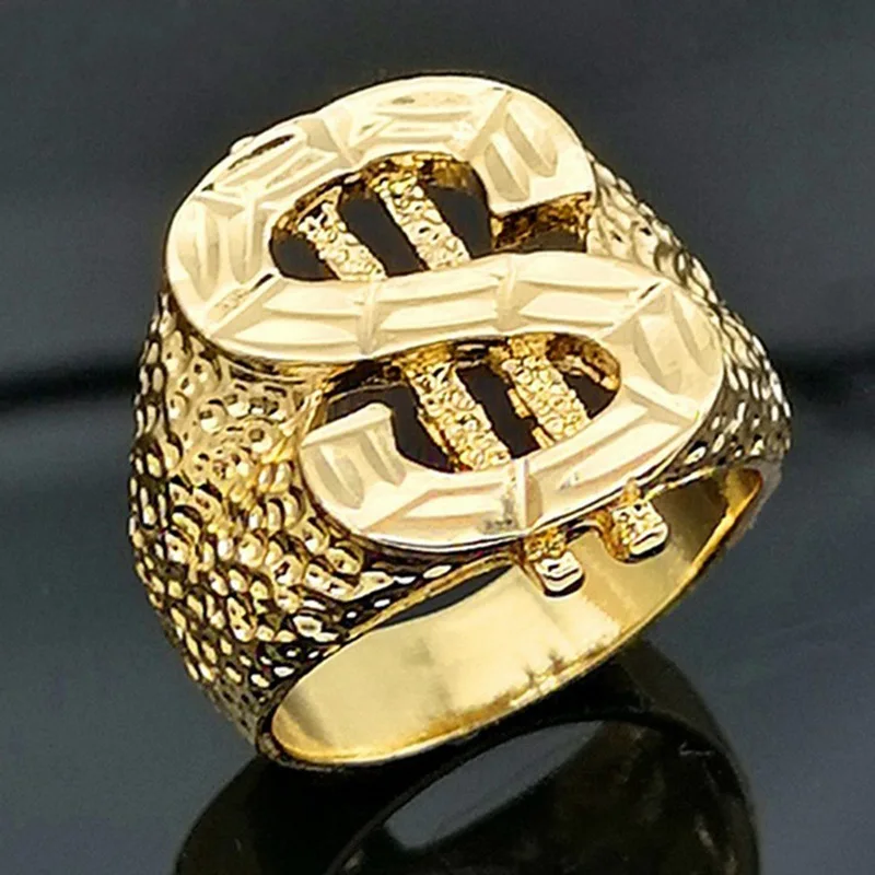 

Personality Men's Hip Hop Ring Golden Domineering Personality Dress Anniversary Gift for Men