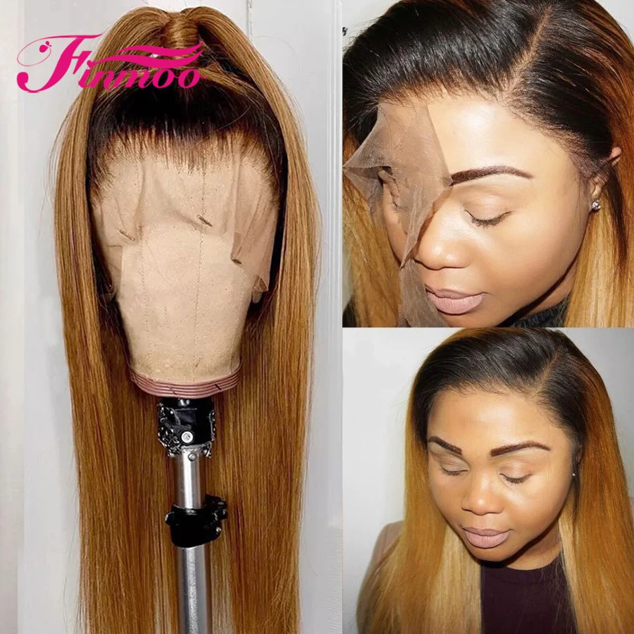 Прямые 1b/27 Омбре кружевные передние человеческие волосы парики для женщин