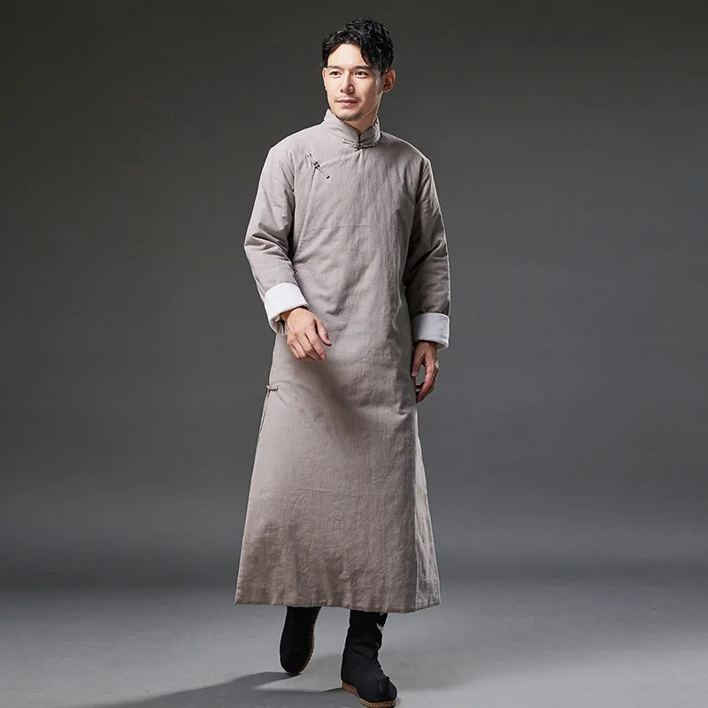 Traditional Tang Suit Chinese Costumes for Men ethnic Clothing male Cheongsam Dress winter Robe Hanfu Men