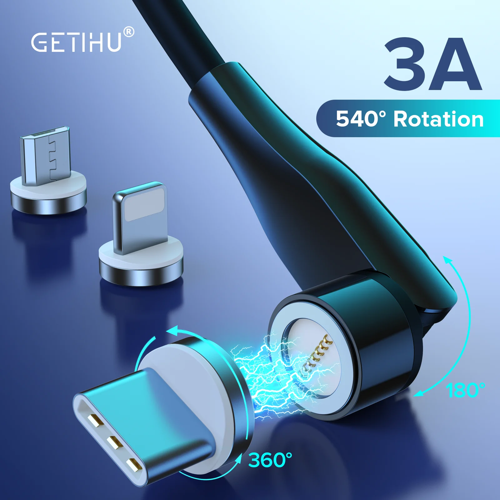 Магнитный кабель GETUHU 3A 540 Micro USB Type C быстрая зарядка магнитный шнур для зарядного