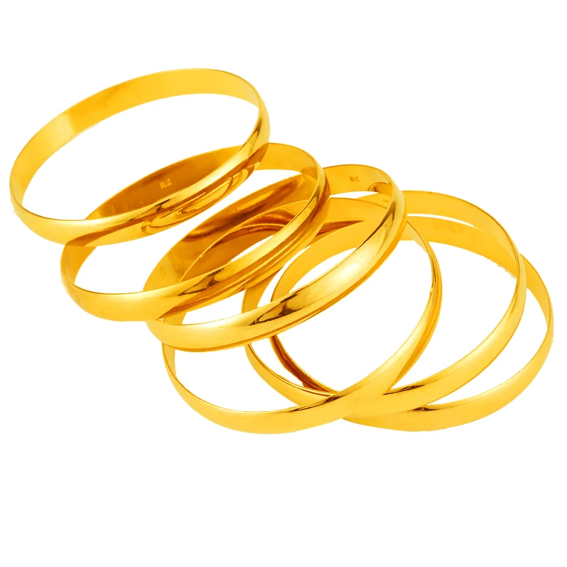 8mm Unopenable Ethiopian Bracelets&ampBangles Copper Dubai Bangles for Women Middle East Wedding Jewelry Gold Bangle African Gift |
