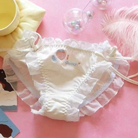 sexy lingerie female cute panties briefs embroidery ruffles blue pink thongs for young women lolita student girls underwear new