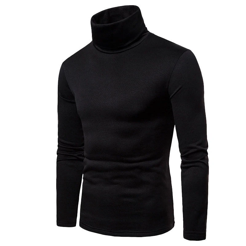 

2021 Mens Winter Thermal Turtleneck Skivvy Pullover Stretch Basic Solid Thick T Shirt