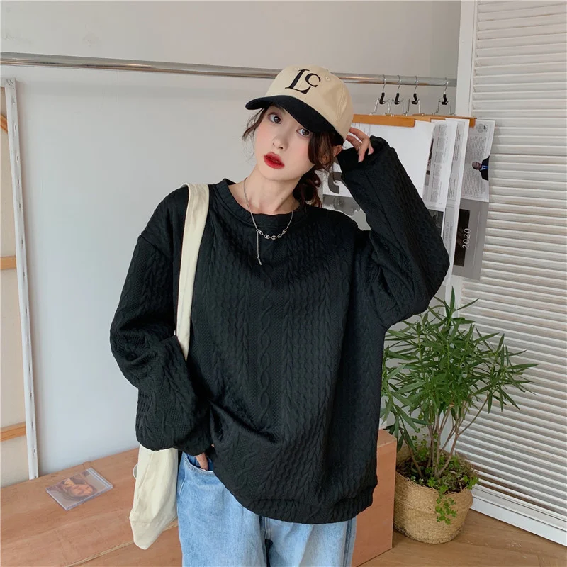 

Real Shot Quilted Three-Dimensional Sweater Women's Solid Color Long Sleeve
