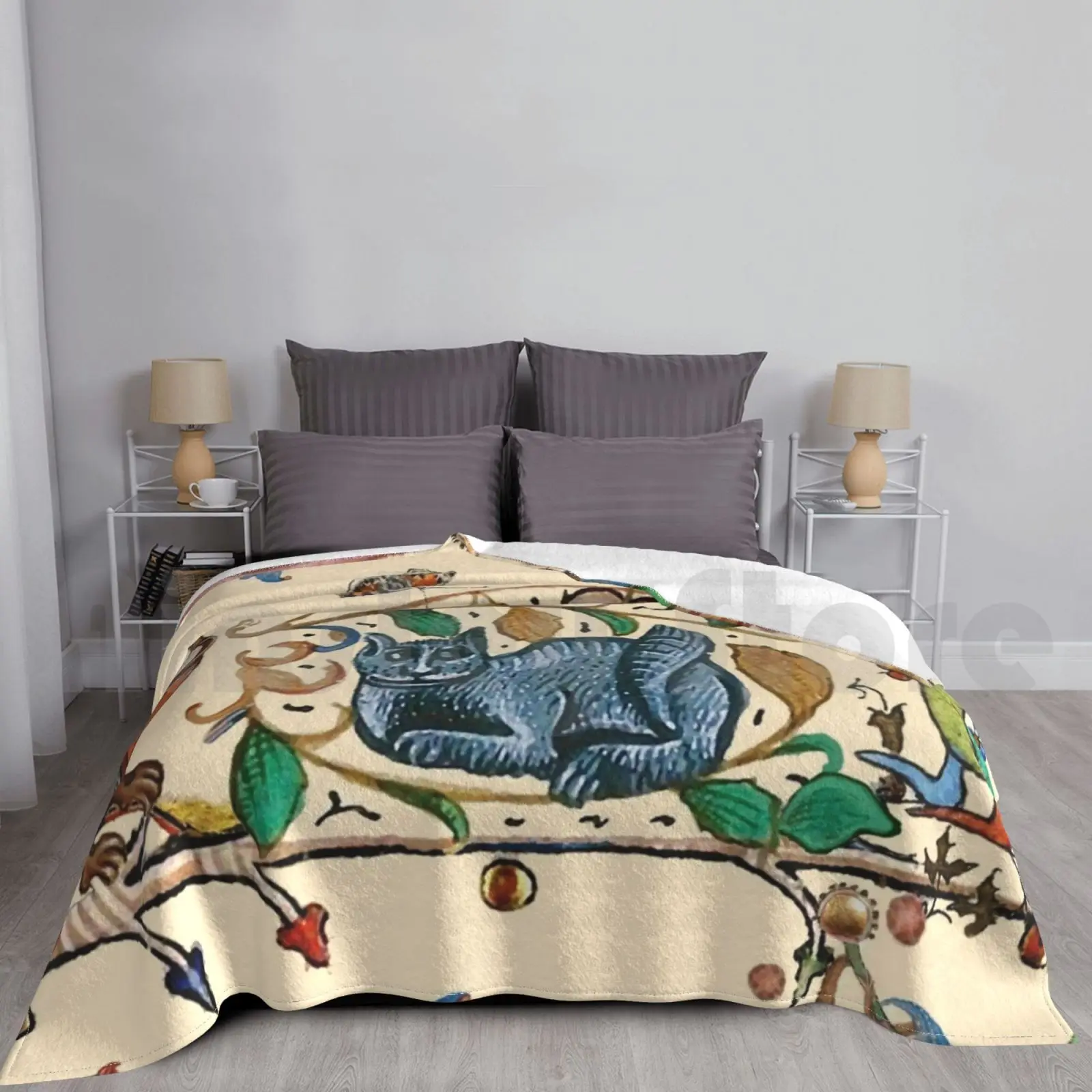 Необычное средневековое животное Охотник Кот рыцарь птица и Сокол монах одеяло