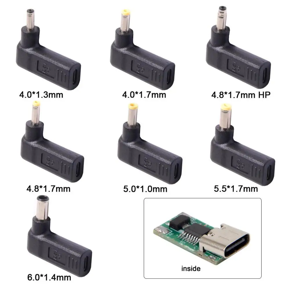 

USB 3.1 Type C USB-C к DC 19 в 4,8 мм 5,5 мм 4,0 мм 5,0 мм 6,0 мм адаптер PD эмулятор триггер 90 градусов под углом для ноутбуков HP