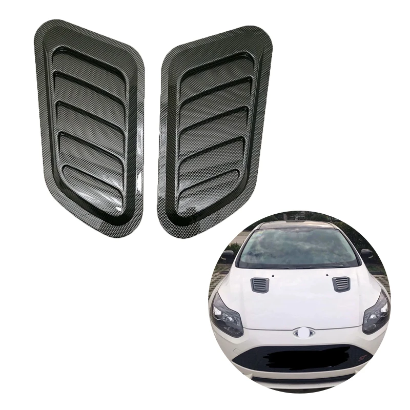 Universal Carbon Fiber Car Decorative Cell Air Flow Intake Hood Scoop Bonnet Vent Cover Stickers Decoration Styling