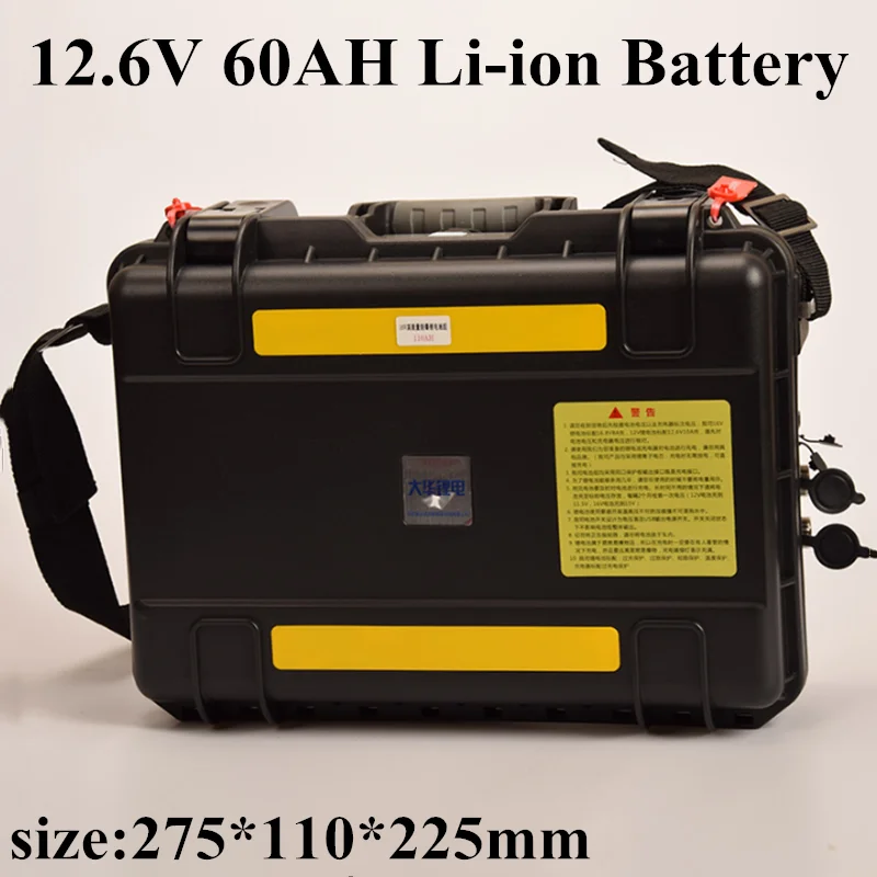 Высокая производительность 12V 60AH литий ионный аккумулятор для ночной рыбалки