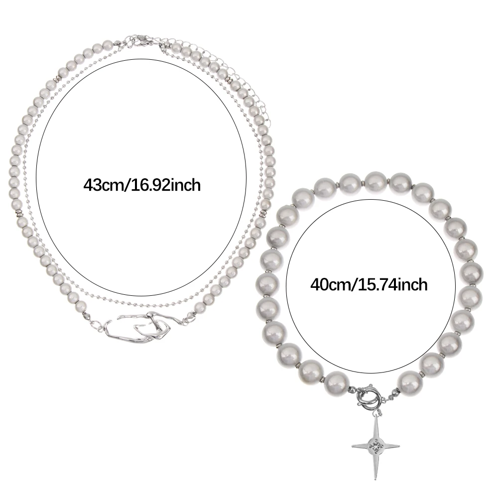 

2021 Korea Unique Design Luminous Beads Pearl Stitching Necklace Choker Cross Pendant Clavicle Chain Fashion Sweet Party Jewelry