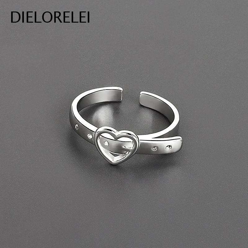 

DIELORELEI 925 Sterling Silver Temperament Niche Simple Light Luxury Girls Prevent Allergy Adjustable Ring Women Style