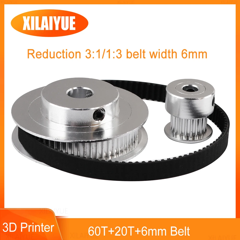 

GT2 Timing Belt Pulley 60teeth 20teeth 5mm/8mm Reduction 3:1/1:3 belt width 6mm for 3D printer accessories