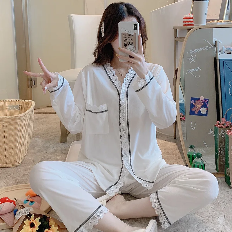 

New Silk Satin Women Pajamas Set Fashion Party Nightwear Solid Color Ladies Sleepwear Sexy Lace Soft Cool Lingerie Homewear Suit