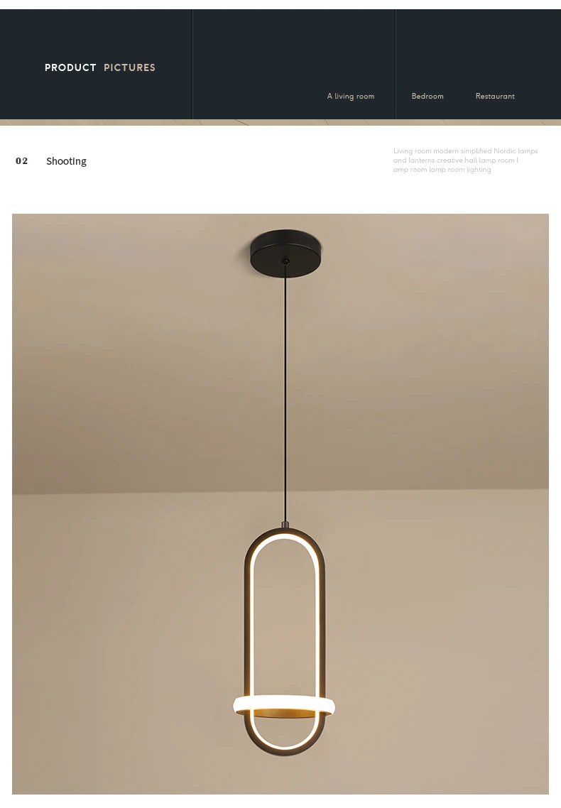 

Modern Led Pendant Lamp For Bedroom Bedside Restaurant Bar Creative Minimalist Home Decoration Chandelier Hanging Light Fixture