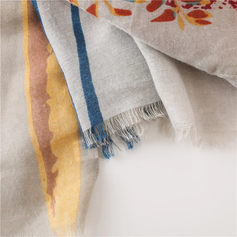

New style Lady cotton material warm scarf Autumn and winter Fashion Luxury Cotton silk scarves women's Print Sunscreen shawl