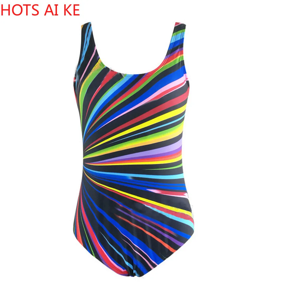

Women Beach Swimwear Fertilizer Plus-size Stripe Belly Show Thin Bikini One-piece Women