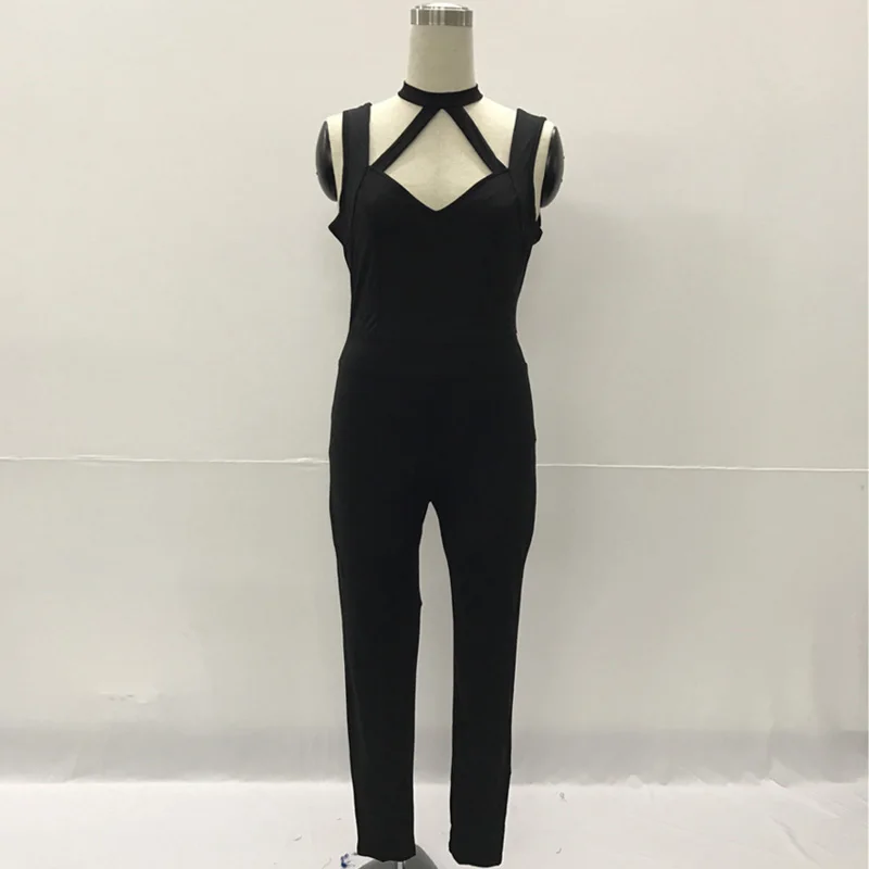 Женские Клубные комбинезоны черные облегающие Комбинезоны на бретельках с