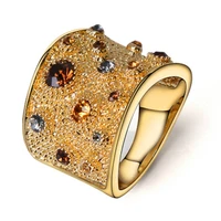 luxury gold color ring vintage crystal rhinestones ring women men accessories jewelry charm vintage personality party gift