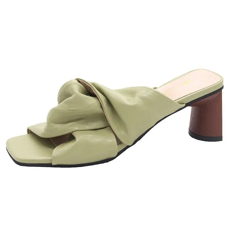 

Low Shoes Slippers Casual Rubber Flip Flops Square heel Slides Med Luxury Hawaiian Block Hoof Heels PU Basic Fabric Rome Retro