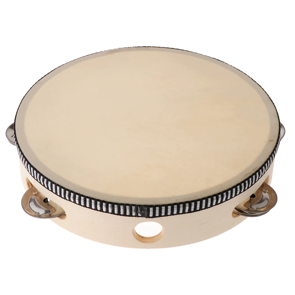 

Hand Held Tambourine Drum with Metal Jingles Percussion Musical Instruments Toys for Church Party Dance (8inch)