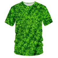ujwi four leaf clover leaf casual green t shirt printing unisex tops menwomen tops shirt sports clothes oversizes 3d printing