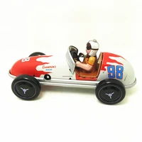 funny adult collection retro wind up toy metal tin the racing car mechanical toy clockwork toy figures model kids gift