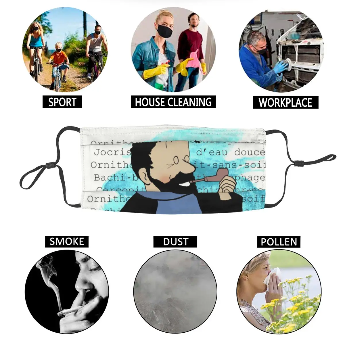 

The Adventures Of Tintin Reusable Unisex Face Mask Captain Haddock Anti Dust Haze Protection Cover Respirator Mouth Muffle