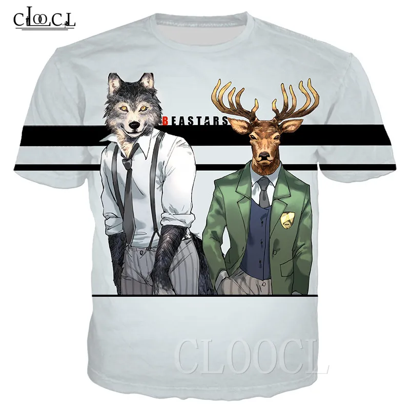 Футболка с объемным принтом персонажа из мультфильма BEASTARS повседневная