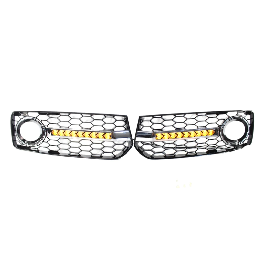 

Left And Right Fog Light Mesh Grille Cover with LED for A5 S Line 08-11