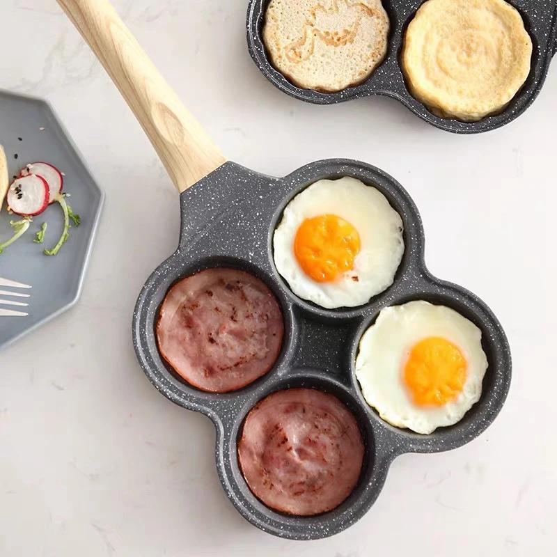 4 Holes Omelet Pan Non-Stick Griddle Maker Pancake Egg Ham Pans Breakfast Kitchen Cooking | Дом и сад