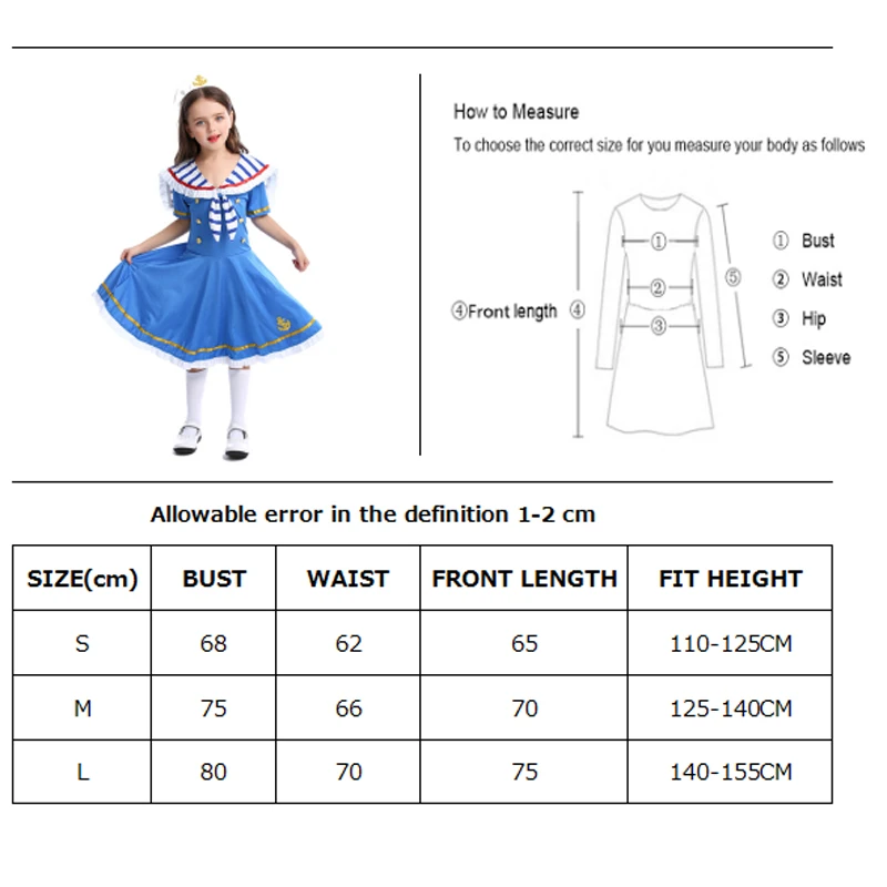 

Girl Purim Sailor Suit Costume Cute Naval Retro Uniform Pin-Up Girl Outfit Cosplay Fancy Party Dress Carnival Halloween