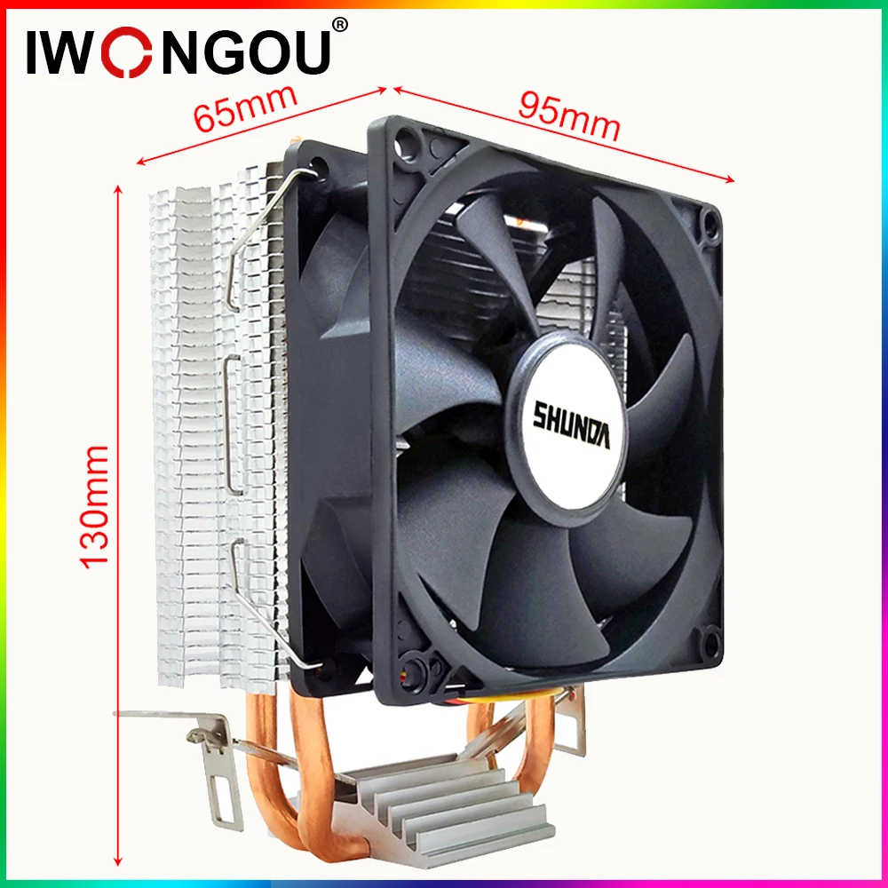 

Кулер IWONGOU для процессора с 2 тепловыми трубками, 3 контакта, ШИМ, RGB, ПК, тихий, Intel LGA 2011 775 1200 1150 1151 X79X99 AMD AM3 AM4, вентилятор охлаждения процессора
