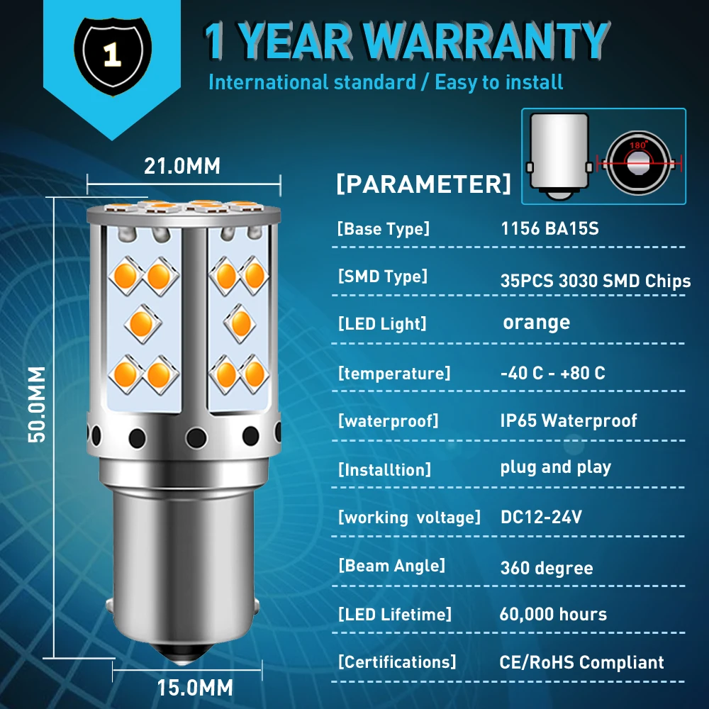 2 шт. Автомобильные светодиодные лампы 7440 T20 W21W 1156 BA15S|Сигнальная лампа| |