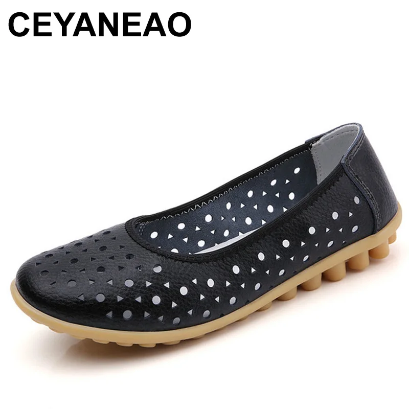 

Женские ажурные балетки CEYANEAO, белые дышащие туфли из натуральной кожи на мягкой подошве, без застежки, лето 2021