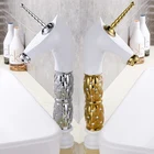 Смеситель Unicorn для горячей и холодной воды, медная раковина, черно-белая на платформе, смеситель для умывальника в европейском стиле