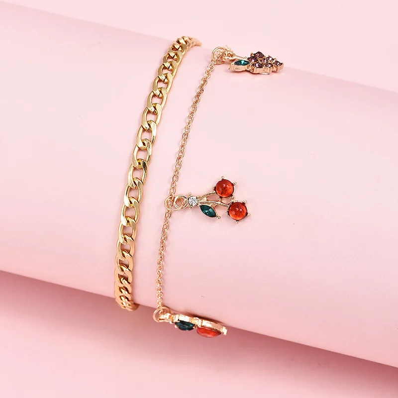 2 шт./компл. милый золотой цвет кристалл яблоко клубника вишня виноград фруктовые