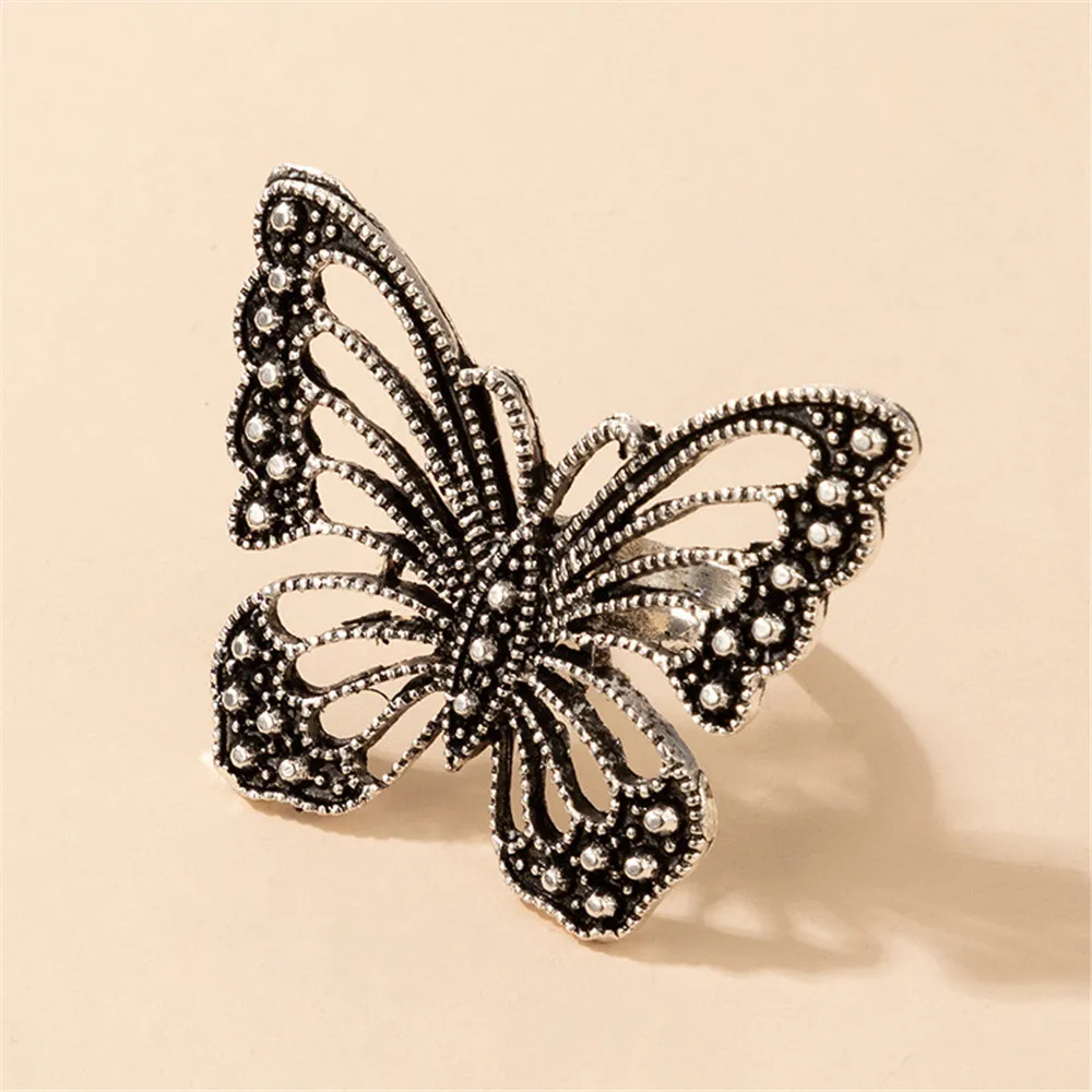 

Vintage Silver Color Angel Wings Metal Rings for Women Punk Geometric Alloy Joint Midi Ring Gothic Jewelry 17334