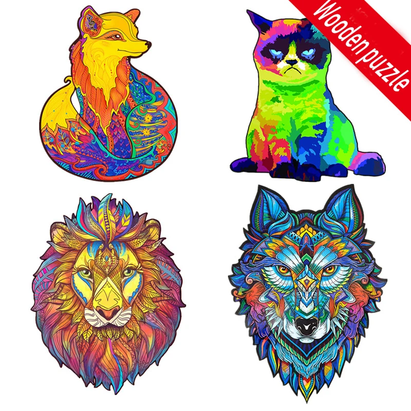 

Jigsaw Animal Wood Puzzle Unique for Adults Kids Montessori Toys 3d Toy Christmas Gift Kids Games Educational Toys Adornment