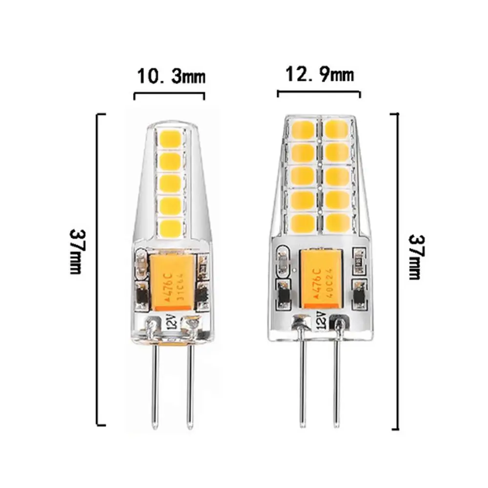 Светодиодная лампа G4 2835 SMD 3 Вт 5 12 В переменного тока силиконовая свеча сменные