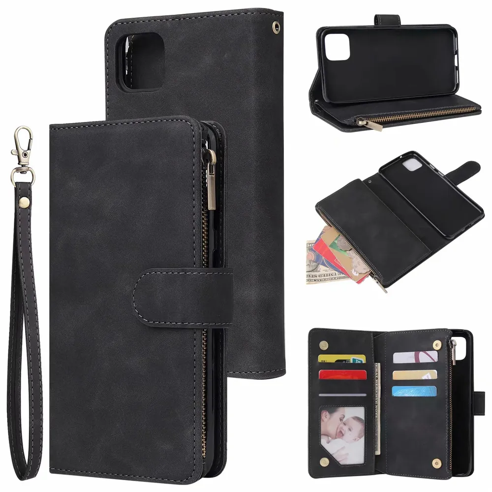 

Leather Flip Case For Google 3a XL 4 XL Multi-functional Magnetic Zipper Shockproof Wallet Card Slots Stand Phone Cover