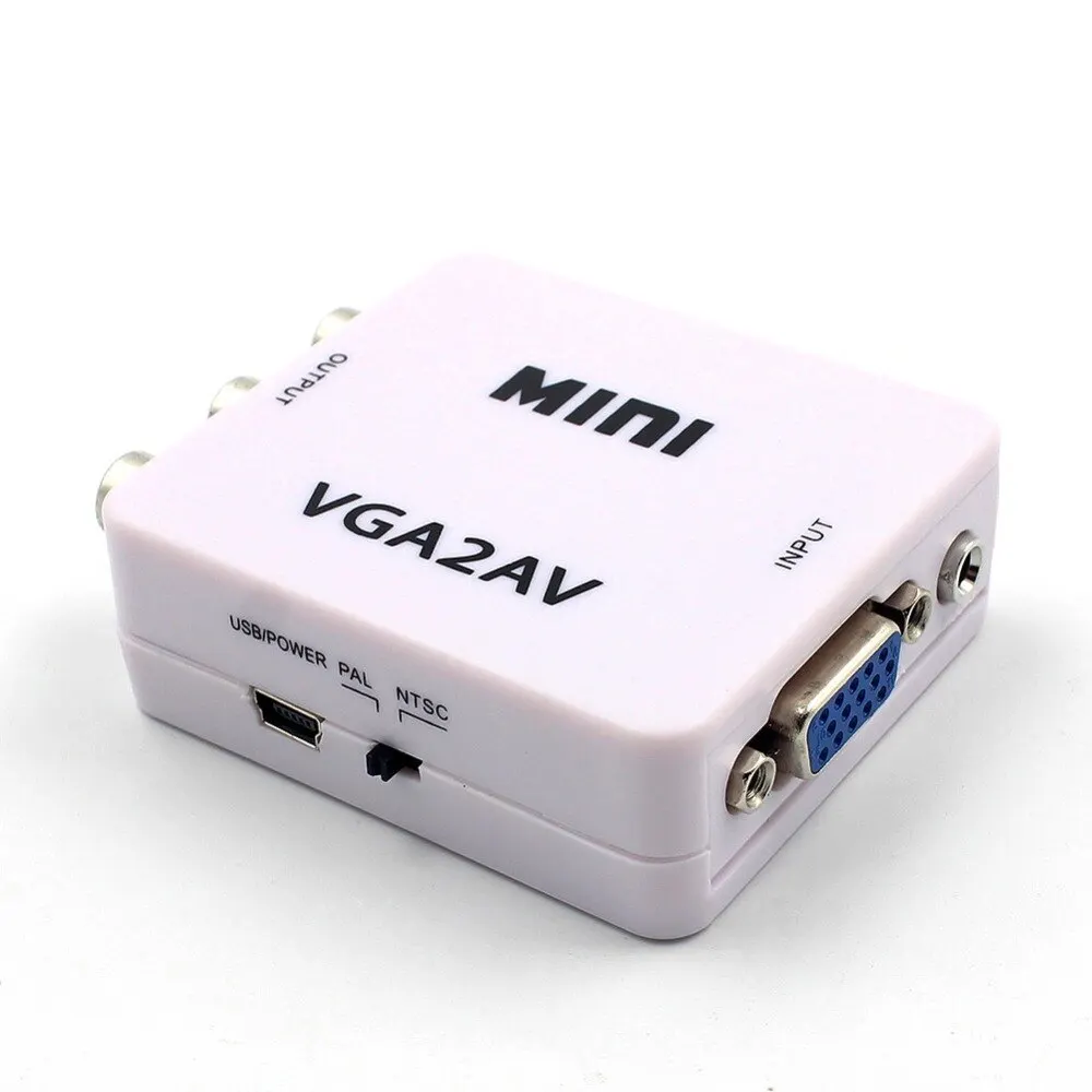 Преобразователь 1080P Mini VGA RCA AV с 3 5 мм аудио VGA2AV / CVBS + преобразователь Аудио в ПК